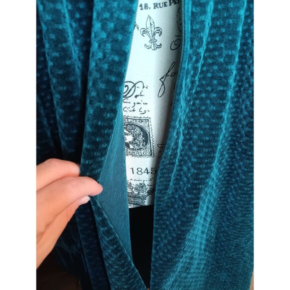 Vintage Medium Donna Richard for Gilligan O'Malley Teal Blue Velour Nightgown - Picture 5 of 7